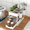 2 Tier Sliding Cabinet Basket With Hooks Under Sink Organizer Upgraded Bathroom Organizer  Bathroom