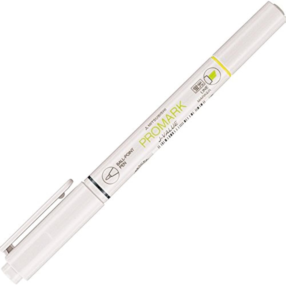 Маркер-хайлайтер Mitsubishi Pencil с шариковой ручкой Promark Permanent, Желтый, PB105T.2, Упаковка 10 шт.
