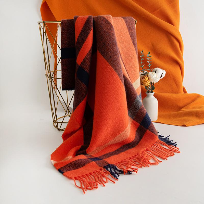Зимнее чувство роскоши, шарф в британском стиле, универсальный женский и мужской, теплая шаль с бахромой