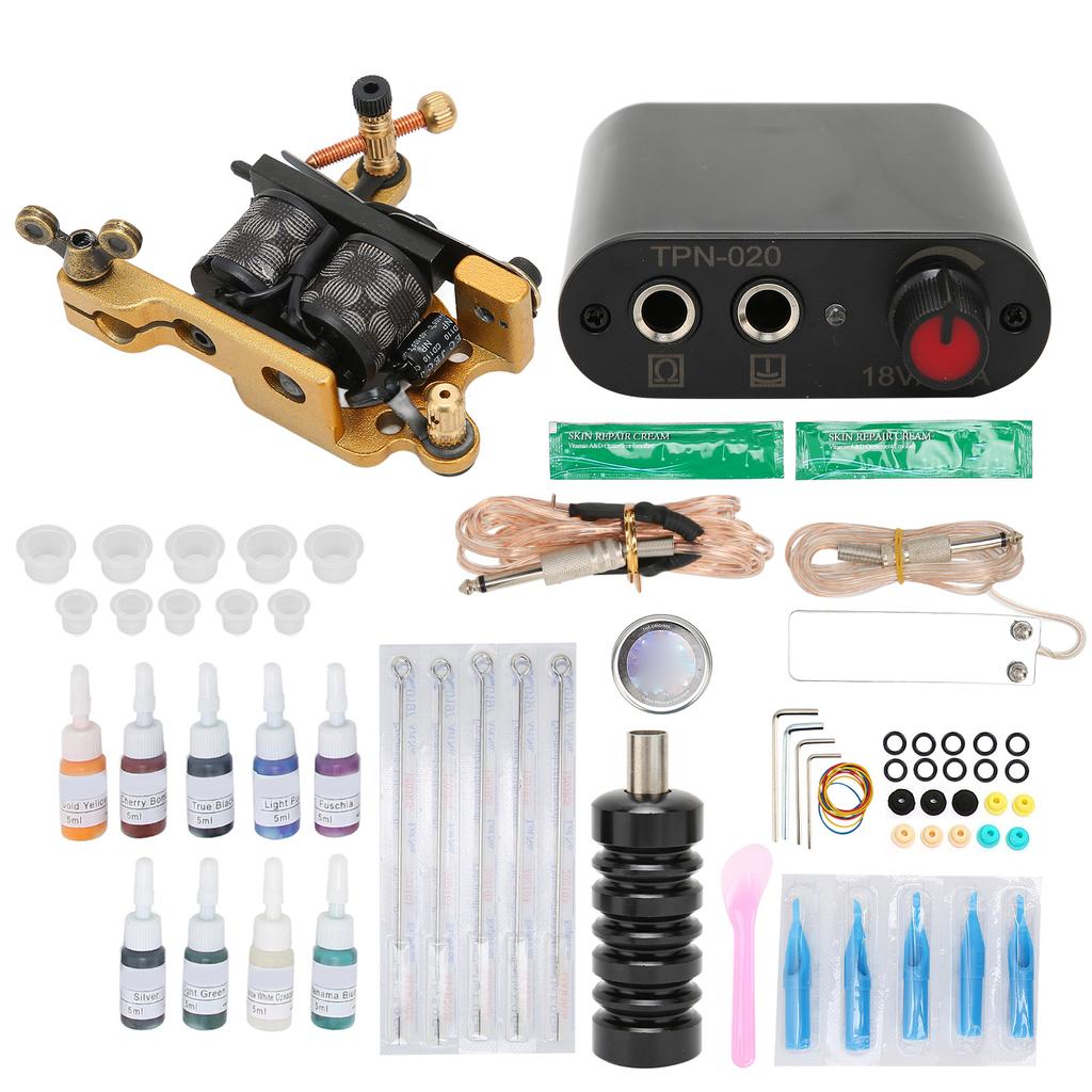 Coil Tattoo Machine Foot Pedal Power Supply Clip Cord Practice Tattoo Ink Novice Tattoo Kit