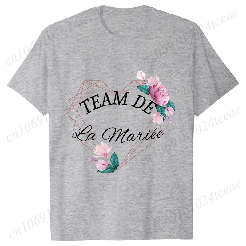 Французская футболка Team Bride Squad с цветочным графическим принтом для девичника, свадьбы, топы для женщин, блузки для вечеринки EVJF, футболки для подружек невесты
