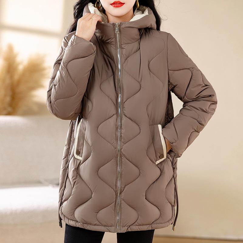 New winter down cotton-padded clothes for women's medium and long cotton-padded clothes, thickened slim-fitting girls' cotton-padded jackets.