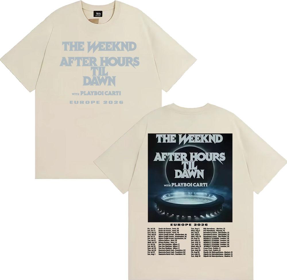The Weeknd After Hours until Dawn Printed men's fashion Hip-hop short-sleeved T-shirt Retro Casual short-sleeved T-shirt