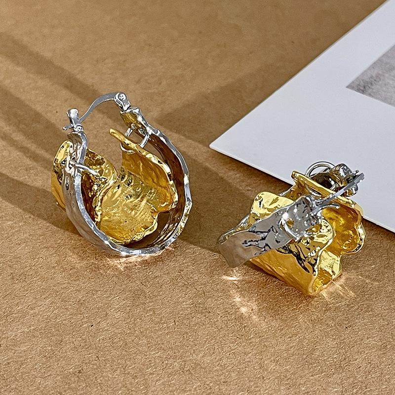 Vintage Simple Fashion Smooth Irregular Hollow Out Geometric Hoop Earrings