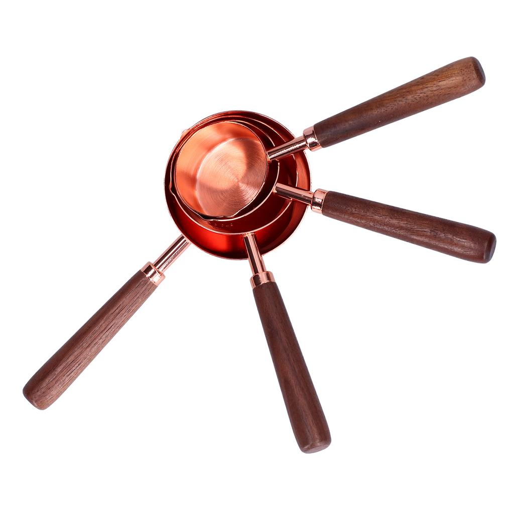 4pcs Rose Gold Measuring Cup with Scale Stainless Steel Measuring Spoon for Home Kitchen