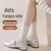Женские хлопковые балетные носки до середины икры с оборками и принтом в горошек - Весна/Осень