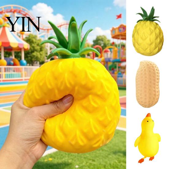 Slow Rebound Fidget Toys Anti-stress Duck Toys, Cute Pineapple Peanut Decompression Squeeze for Kids Adults, Tactile Sensory Focus Soft Office