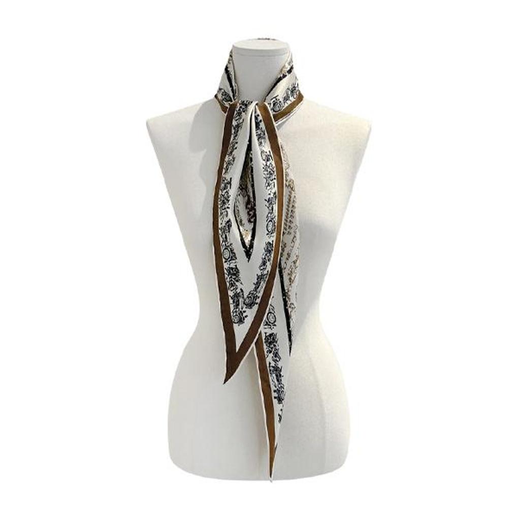 Elkate Women's Silk Scarf Chiffon Shawl Long Scarf Rhombus Muffler LMNC004