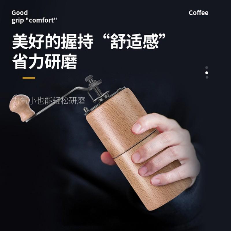 Hand-Crank Manual Coffee Grinder Wooden Adjustable Burr Mill Home Use Vintage Style