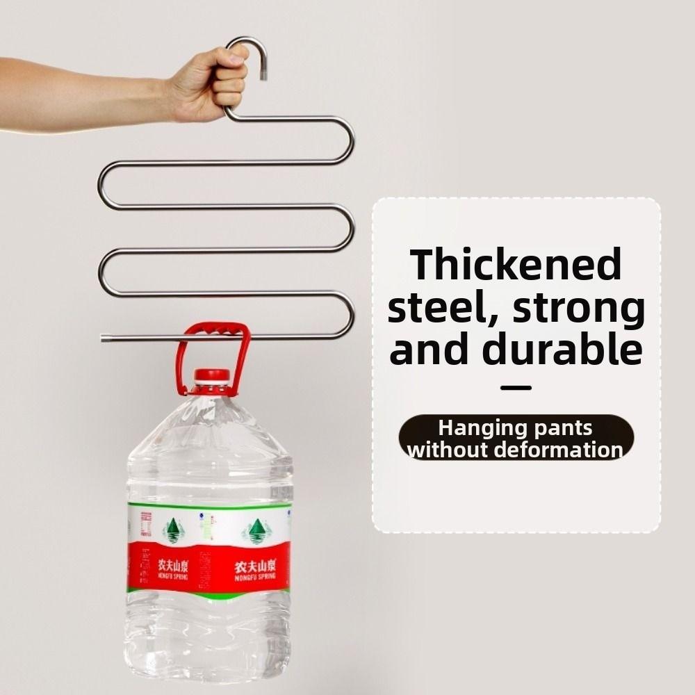 5pcs Stainless Steel Pants Rack Five-Layer Trouser Rack Multi-Layer Hanger  Wardrobe Organization