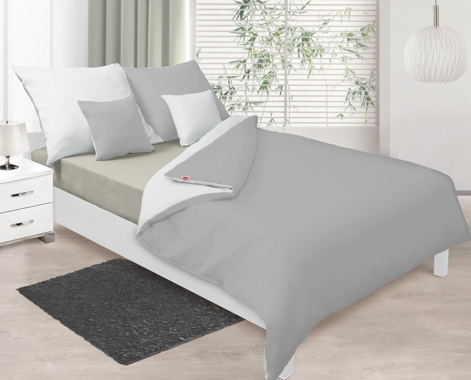 Double-sided satin bedding 160x200 + 2x70x80 white/ash matex