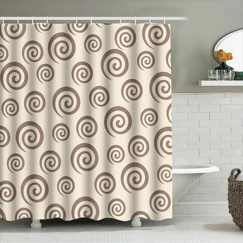 Шторка для душа Whirlpool Современный домашний декор Водонепроницаемая ткань Шторки для душа для ванной комнаты с пластиковыми крючками (Коричневый/Бежевый)