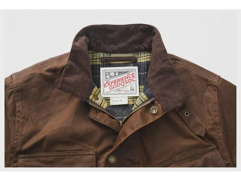 Мужская куртка-ветровка Shenwu American Retro из вощеной ткани для мотоциклистов - зимняя, цвета хаки