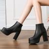 Мода 2025 Новые женские ботинки Сексуальные туфли на ультравысоком каблуке Женские ботинки с круглым носком Обувь на платформе Женская обувь Ботильоны На молнии Вечерняя обувь