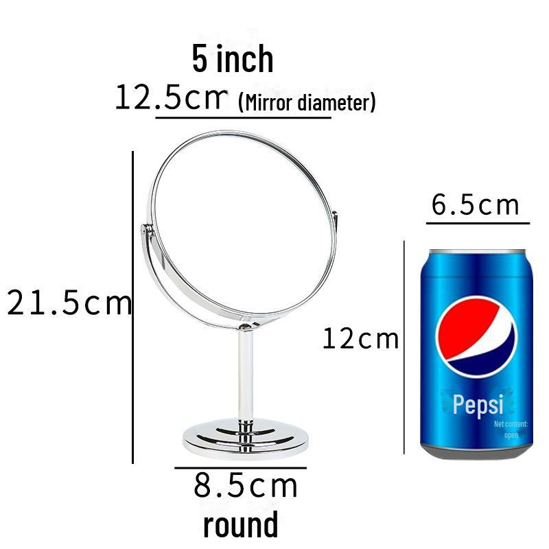 High-Definition Double-Sided Metal Desktop Makeup Mirror with Magnification and Rotating Feature