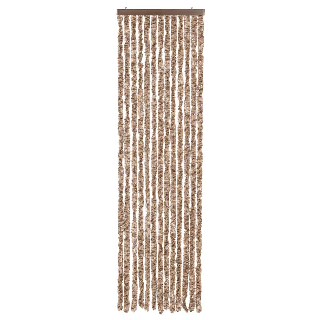 Fly Screen Curtain Beige and Dark Brown 56 x 200 cm Chenille