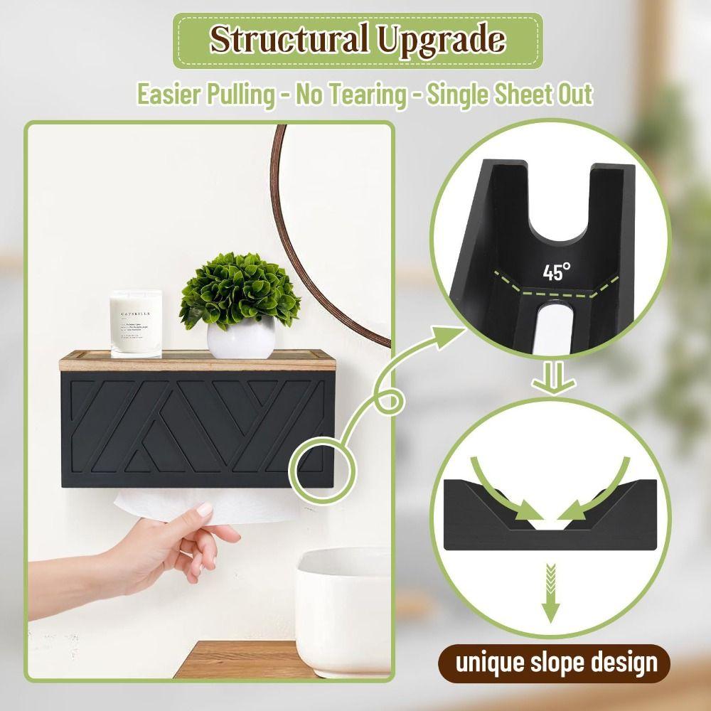 Wall Mount Tissue Holder with Cover Bathroom Shelf Convenient Roll Paper Rack Kitchen