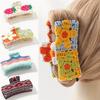 Flower Embroidered Crochet Shark Clip Strawberry Bohemian Style Hair Claw  Beach