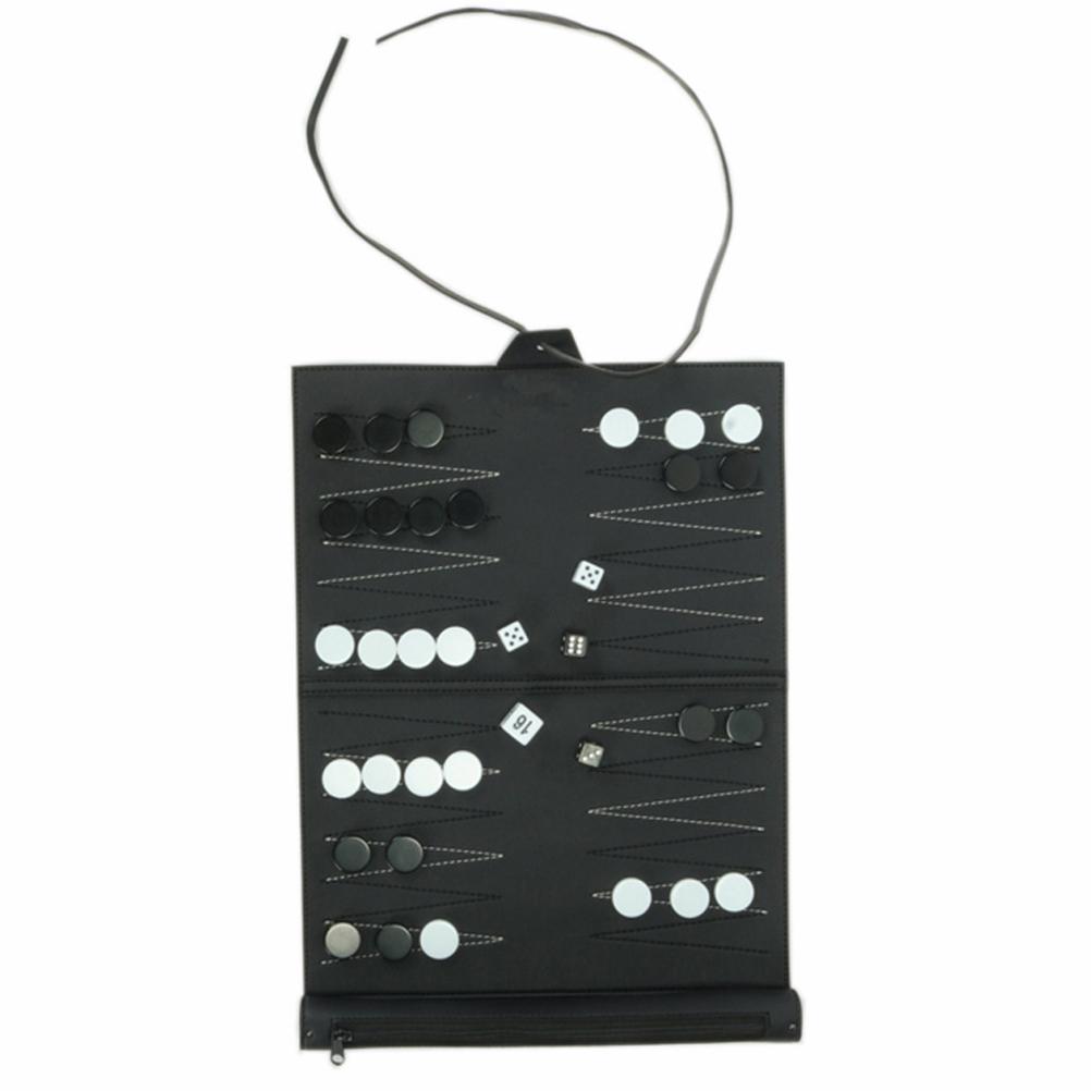 Portable Backgammon with PU Leather Chess Board Foldable Backgammon Board Travel Gifts