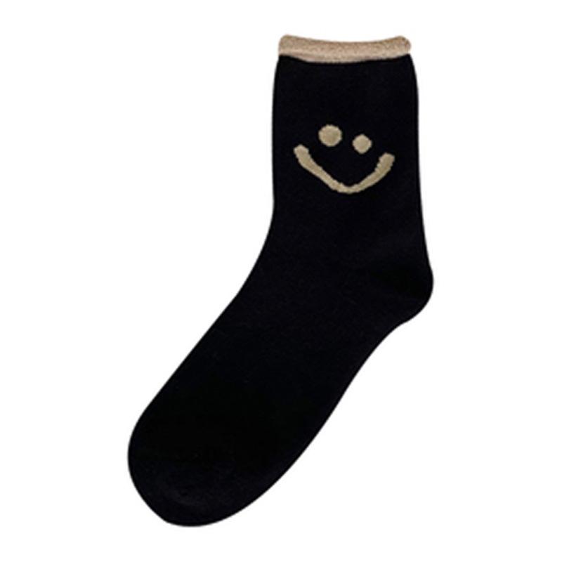 Теплые махровые носки женские плюшевые утолщенные средние носки-трубы модные милые универсальные носки-полотенце со смайликом