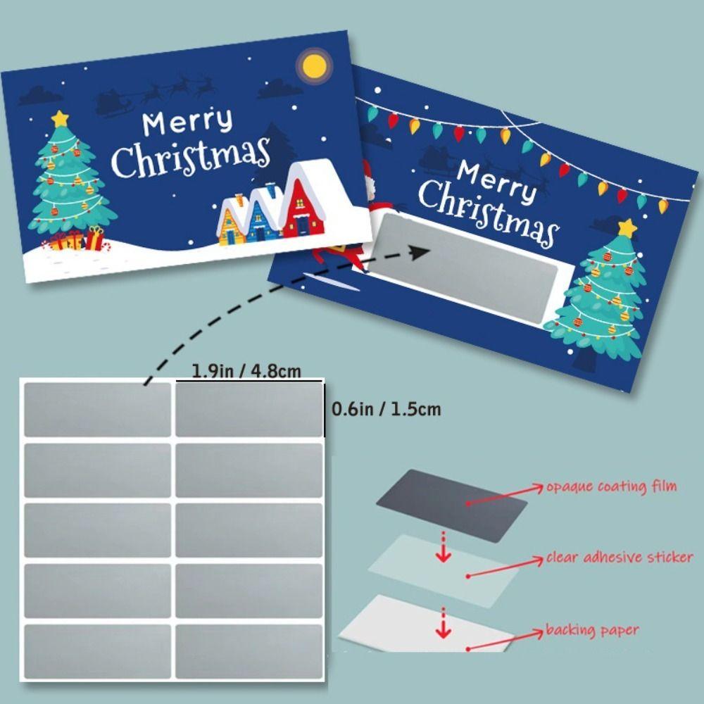 50 Pcs Santa and Tree Designs Christmas Scratch Off Cards Opaque Coating Raffle Ticket  Party Games