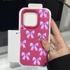 Кожаный текстурный TPU противоударный чехол для iPhone 16 Pro Max 15 14 Pro 13 12 11 с узором бант тонкий матовый мягкий чехол для телефона