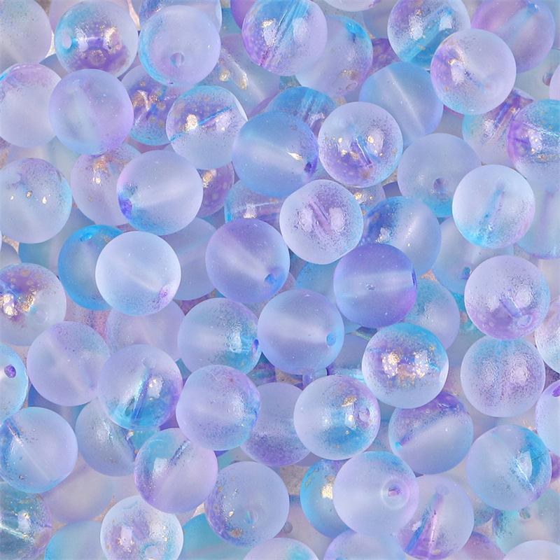 Комплект браслетов из бисера Summer Jelly Gold Glitter: Двойные стеклянные круглые бусины и полусахарные пузырчатые бусины