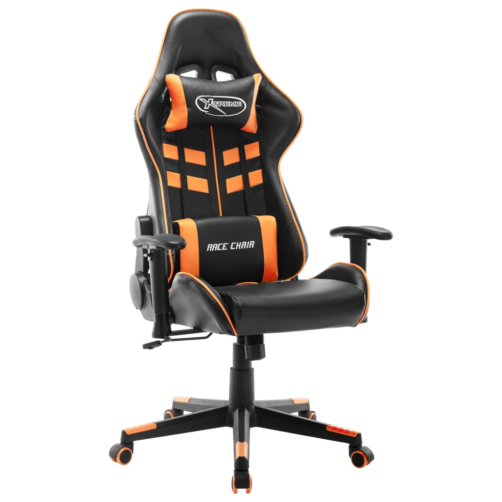 Gaming Chair Black and Orange Faux Leather