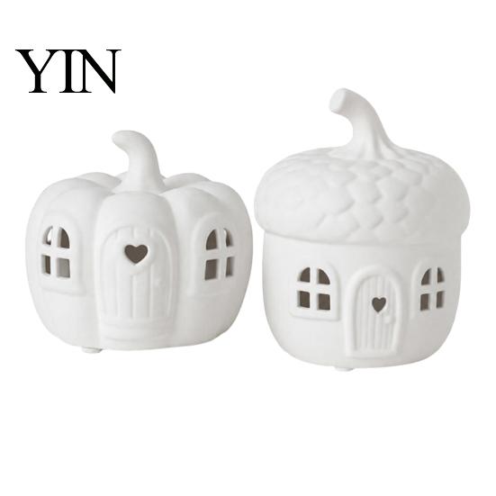 Creative Gift for Birthday 2Pcs/Set Lighted Whimsical House Ornaments, Light-Up Pumpkin Figurine, Halloween Table Thanksgiving Centerpiece with