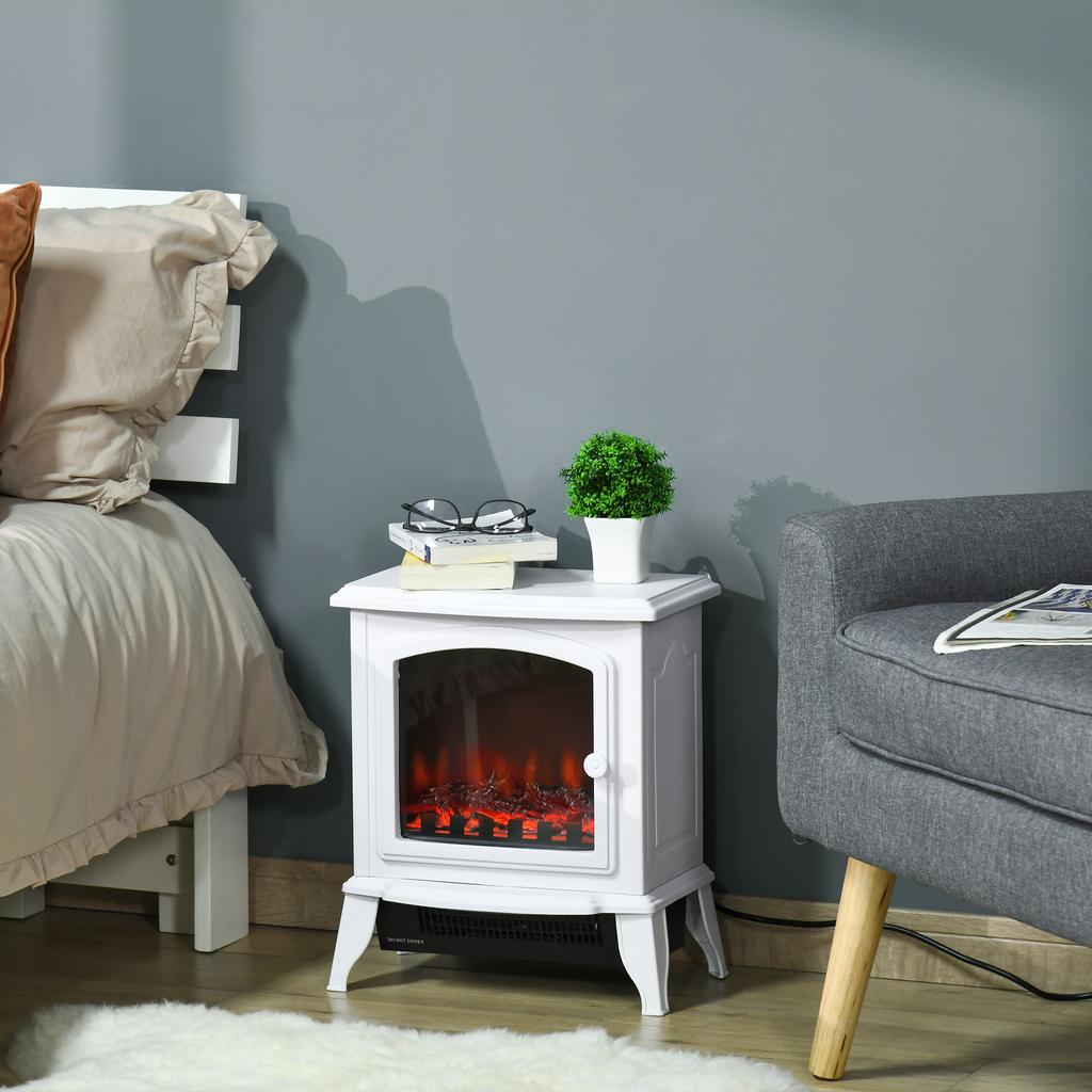 Decorative Fireplace with Adjustable Thermostat and Overheating Protection for Rooms 20-25 m² 36.5x24x45.5 cm White