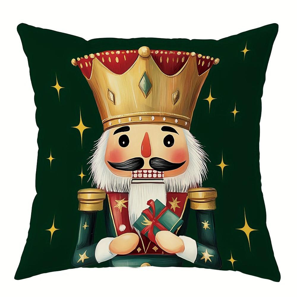 Рождественская наволочка «Щелкунчик» Подарок на Новый год Чехол для диванной подушки Украшение для дома Застежка-молния Открывающаяся и закрывающаяся