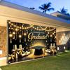 2025 Happy Graduation Backdrop Glitter Balloon Bachelor Cap Grad Class of Graduates Party Photography Background Decor Supplies