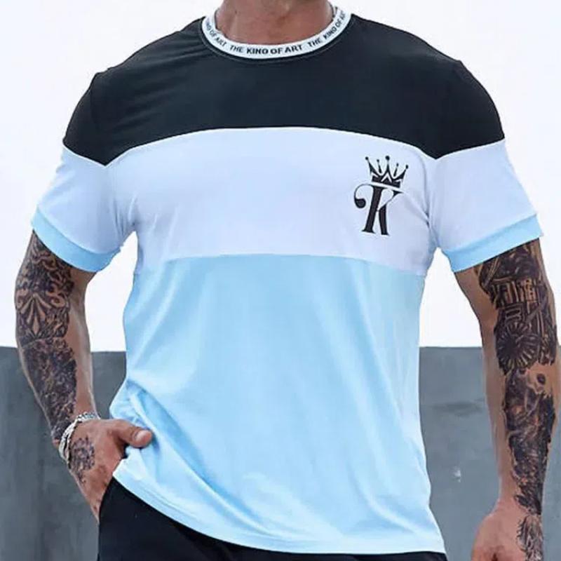 Лето 2024, повседневная модная мужская футболка в городском уличном стиле, свободный и удобный мужской топ с короткими рукавами для бега, лето 2024