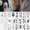 English Letter & Flower Butterfly Tattoo Stickers - Waterproof & Sketch Line Design
