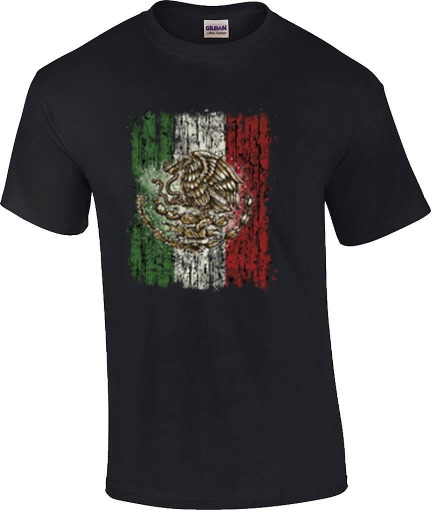 Distressed Mexico Mexican Flag Biker Soccer T-Shirt
