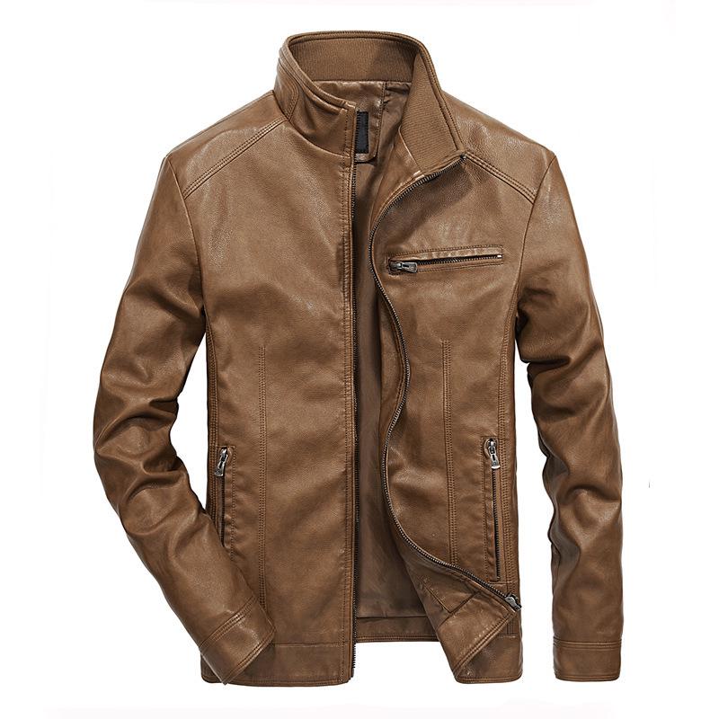 Men's autumn and winter new men's locomotive fleece leather jacket handsome casual youth jacket