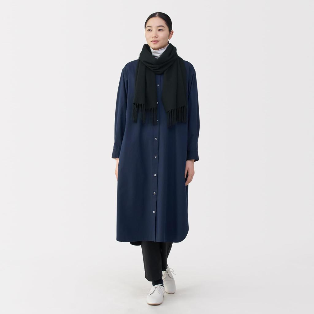 MUJI Пушистый Шерстяной Шарф 35 x 180 см, Унисекс, Взрослый, DD0IOA5A, Черный,