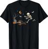 Skeleton Chasing Dachshund Dog Halloween Costume Dog Lovers T-Shirtt