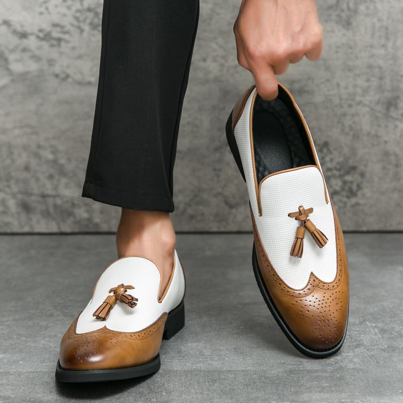 Tassel Fashion Shoe Office for Men Casual Leather Shoes Loafers Driving Moccasins Comfortable Slip On Wedding Shoes Pointed Toe