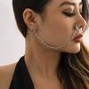 Jewelry, Creative Ethnic Metal Earrings, Simple Moon Fringe Chain, Stud Earrings and Nose Clip Integrated Chain