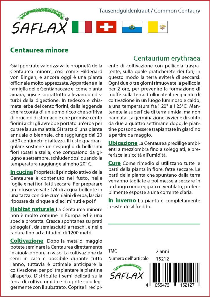 SAFLAX Garden in the Bag - Золототысячник обыкновенный - 250 семян - С субстратом в подходящем пакете - Centaurium erythraea