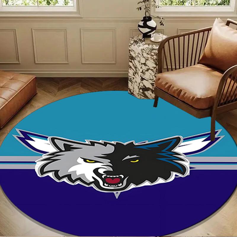 Timberwolves Logo Round mat, Anti-slip Circle Carpet Chair rug For livingroom,Bedroom, doormat home decor Gift Christmas Gifts