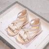 Children Versatile Sandals 2024 New Girls' Solid Color Roman Shoes Kids Princess Beach Shoes with Sweet Knot Elegant Temperament