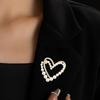Women Brooch Faux Pearl Rhinestone Decor Heart Shape Stainless Anti-slip Wear-resistant Coat Collar Hat Scarf Decoration Clothes Pin Garment Jewelry