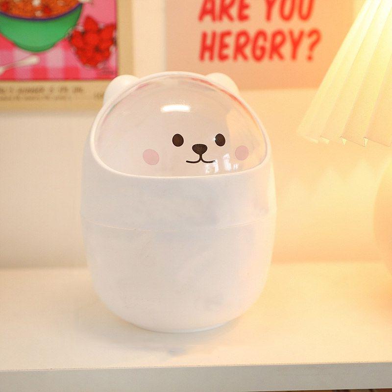 Trash Ins Desktop Can With Lid Mini Cute Storage Box Pencil Organizer Flip
