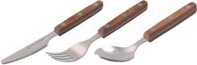 Набор ложек для стейка Yaksel для профессионального использования, изготовлен с усиленной деревянной ручкой, которая удобно лежит в руке. 12550 Нож, вилка, 3 предмета. Термостойкий.
