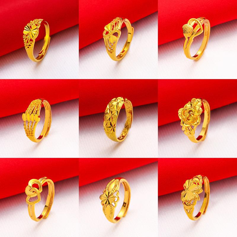 Gold Plated Lucky Ring Opening Adjustable Simple Transfer Ring For Women All-Match Luxury Finger Accessories