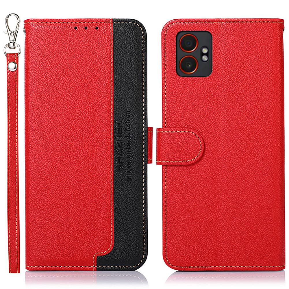 KHAZNEH For Samsung Galaxy XCover7 Pro Case RFID Blocking Wallet PU Leather Phone Cover with Strap
