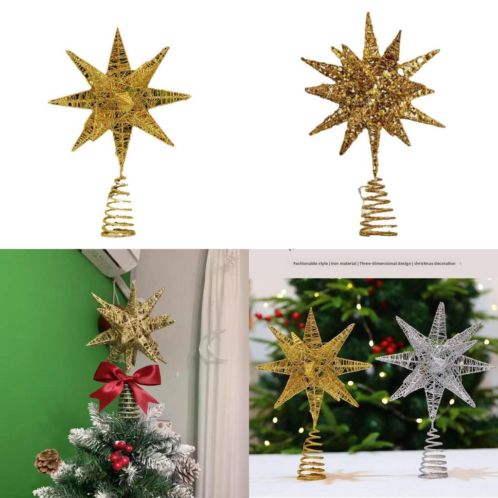 Star Tree Topper With Led Sparkles And Iron Construction For Christmas Festivities