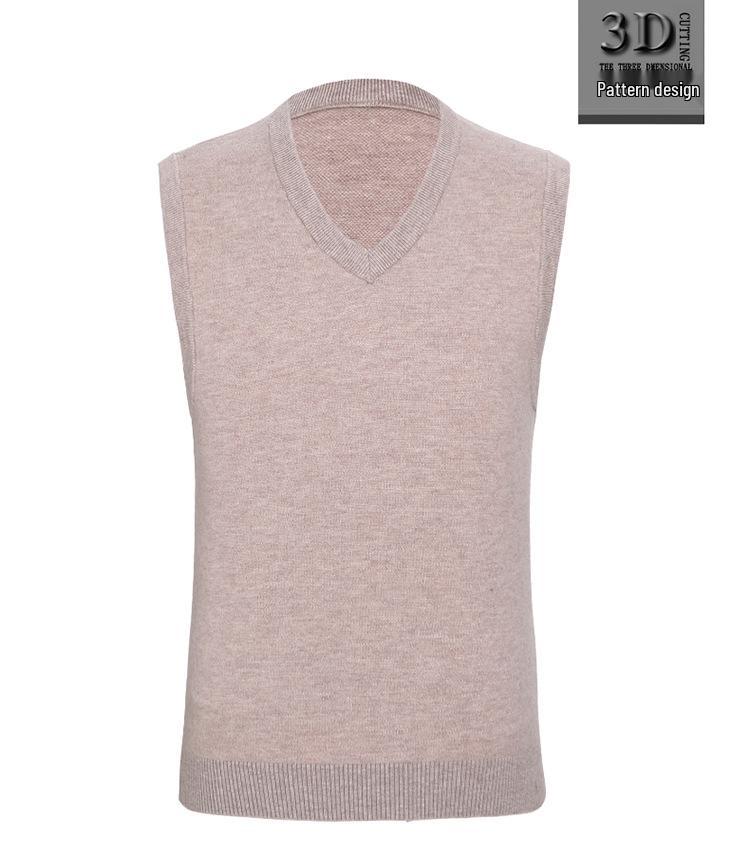 Men's Plus Size Cashmere V-Neck Sweater Vest - Thickened Middle-Aged Business Casual Style 2025